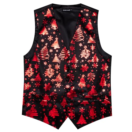 Image of Barry.Wang Mens Red /Green Christmas Suit Vest Holiday Xmas Waistcoat Tie Set Party Tuxedo