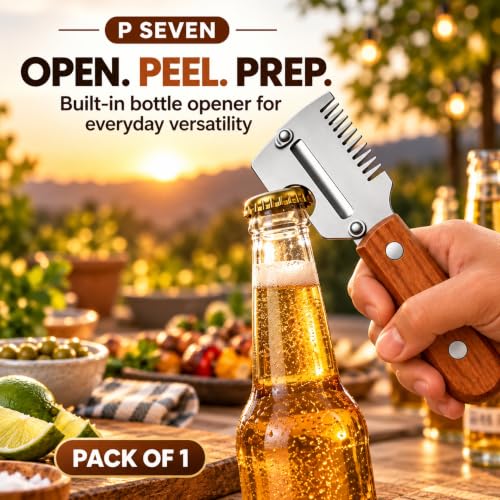 Image of Vegetable Peeler for Kitchen with Stainless Steel Single Blade, Wooden Handle Fruit and Vegetable Peeler Tool with Bottle Opener Function, Manual Peeler for Daily Cooking Use