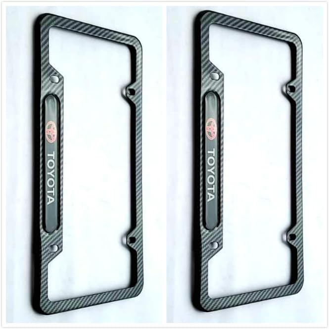 2PCS Carbon Fiber Classic License Plate Frame Cover for Toyota Holder-Stainless Steel