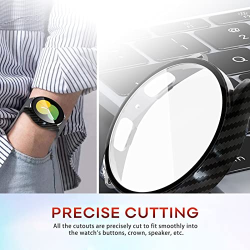 44Mm Case For Samsung Galaxy Watch 5/4 Screen Protector Case 40Mm 44Mm, Hd Protective Screen + Rugged Matte Bumper Case, Stylish Face Cover For Samsung Watch 5&4 Accessories - 44Mm, Carbon Fiber #TOP3