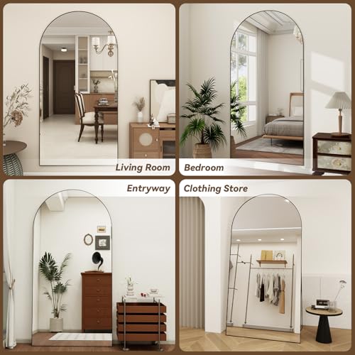 MISSDAY Oversized Arched Full Length Mirror, 81"x41" Black Full Body Mirror with Stand, Floor Mirror Large Free Standing, Leaning or Hanging, Aluminum Frame Mounted Mirrors Wall Mirrors for Bedroom - Image 6