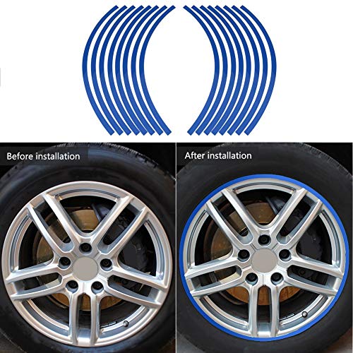 Car Motorcycel Reflective Wheel Rim Stripe Decal Sticker Tape Decoration Film Sticker Fluorescent Reflective Car Decals 6 Colors Universal(Red) - Thumbnail 6