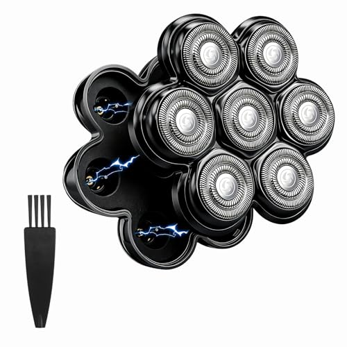 1 Pack Shaver Replacement Heads 7 Head Floating Magnetic 7D Replacement Blade，Compatible with SHPAVVER/Wyklaus/Cyruzi Shaver Head Electric Razor for Men