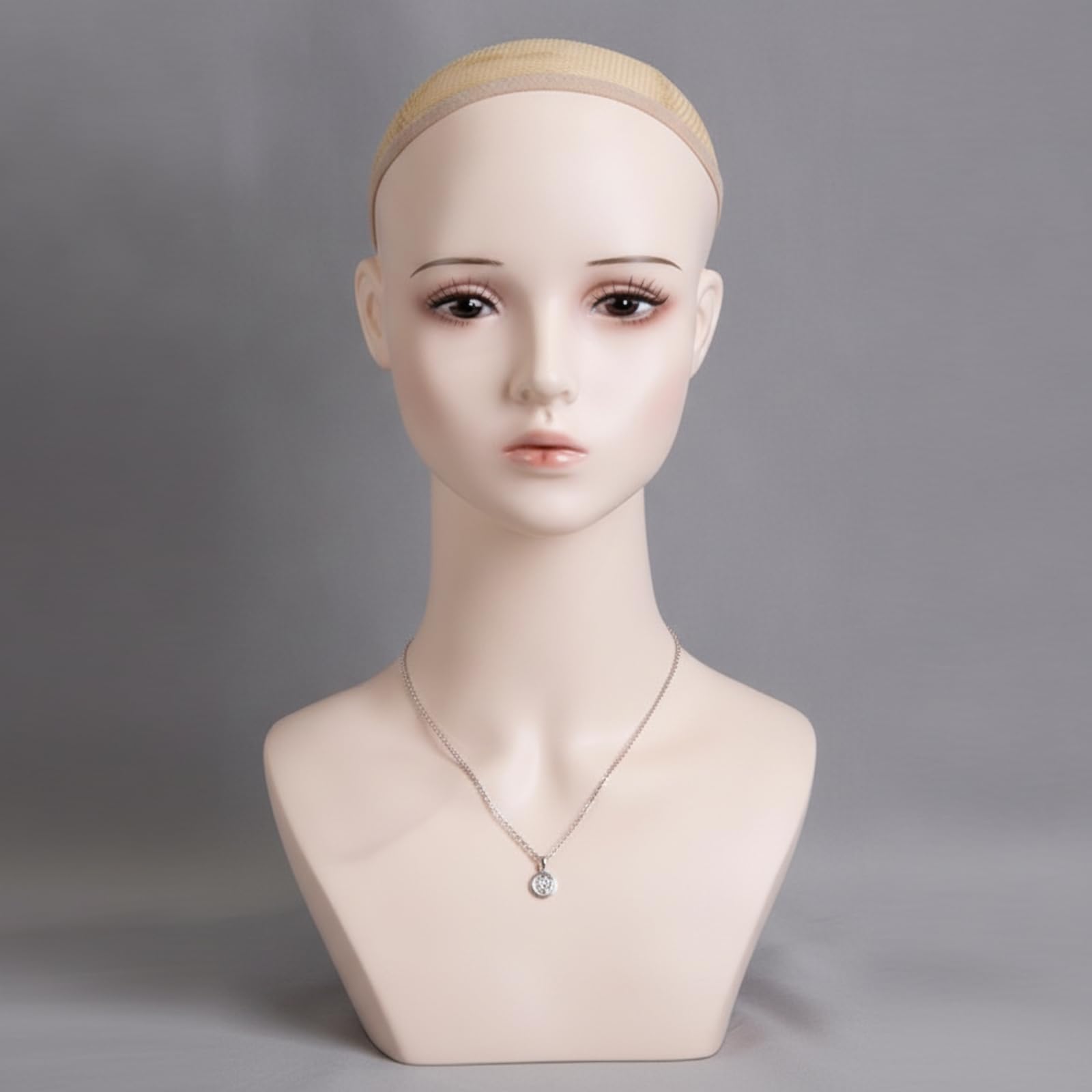 Testa per Parrucche Leggero | Realistico, Busto Manichino con Collo Lungo, Neutro, Busto Espositivo con Spalle Svasate, per Studio Fotografico, fotografo