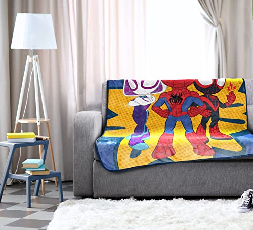 Image of Jay Franco Plush Throw Blanket - 46 inch x 60 inch Inches Kids Hero Soft & Cozy Fleece Throw for Bedroom & Couch Decor, Official Licensed Product, Multi - Spidey & Friends