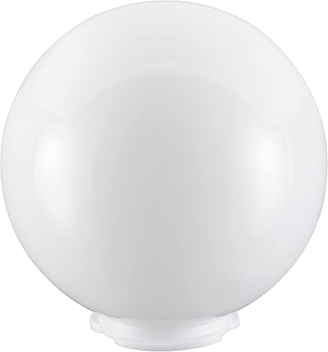 Miniatura 6 de Aspen Creative 28002-21, 8 "acrílico blanco reemplazo lámpara poste globo con 3-14" cuello roscado