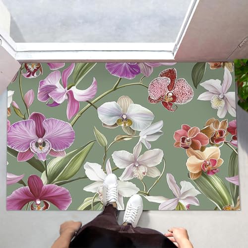 Tapis de sol absorbant et lavable paillasson entrée motifs fleurs - 3