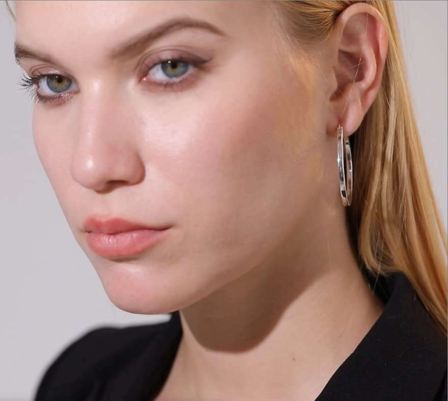 925 Sterling Silver Hoop Earrings,3 Pair Silver Hoop Earrings for Women, Lightweight Small Silver Hoop Earrings,Hypoallergenic Silver Hoop Earrings for Women 20mm 30mm 40mm PABBEU2