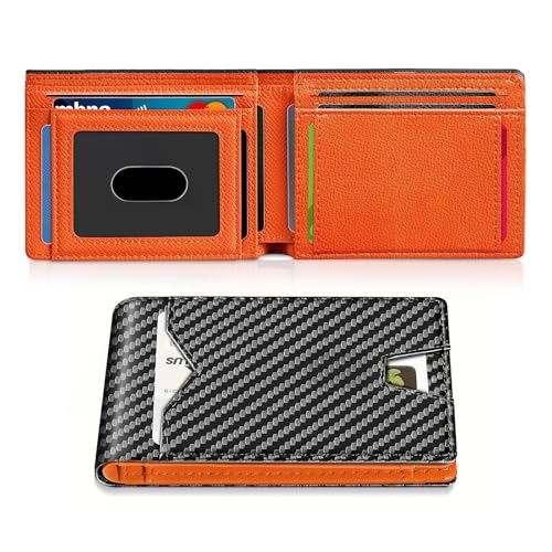 Catálogo de Cartera Caballero los más solicitados. 48 Billetera Hombre, Carteras para Caballero con RIFD Protección, Cartera de Piel para Hombre Delgado, Ideal para Regalos de Hombres, 11.5 x 8 x1.7 cm (Negro)