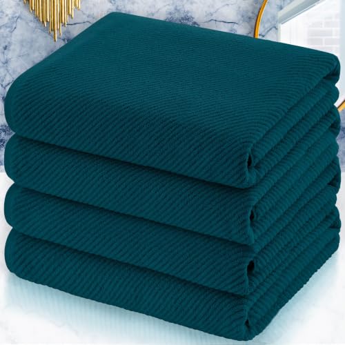 VOOVA & MOVAS Bath Towels Set 4 Pack, 100% Cotton, 30x56 in, Deep Turquoise