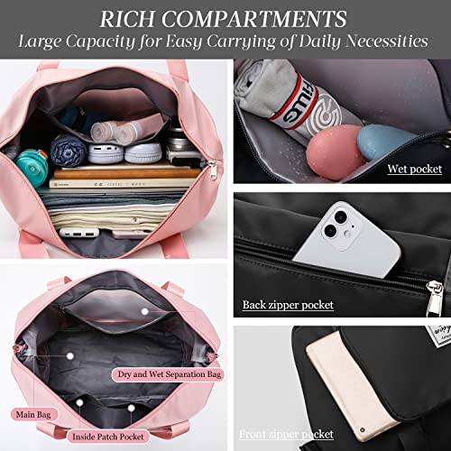 Travel Duffel Tote Bag,Travel Weekender Overnight Bags Women Carry On Bag Totes for Airplanes,Sports Gym Duffle with Trolley Sleeve4