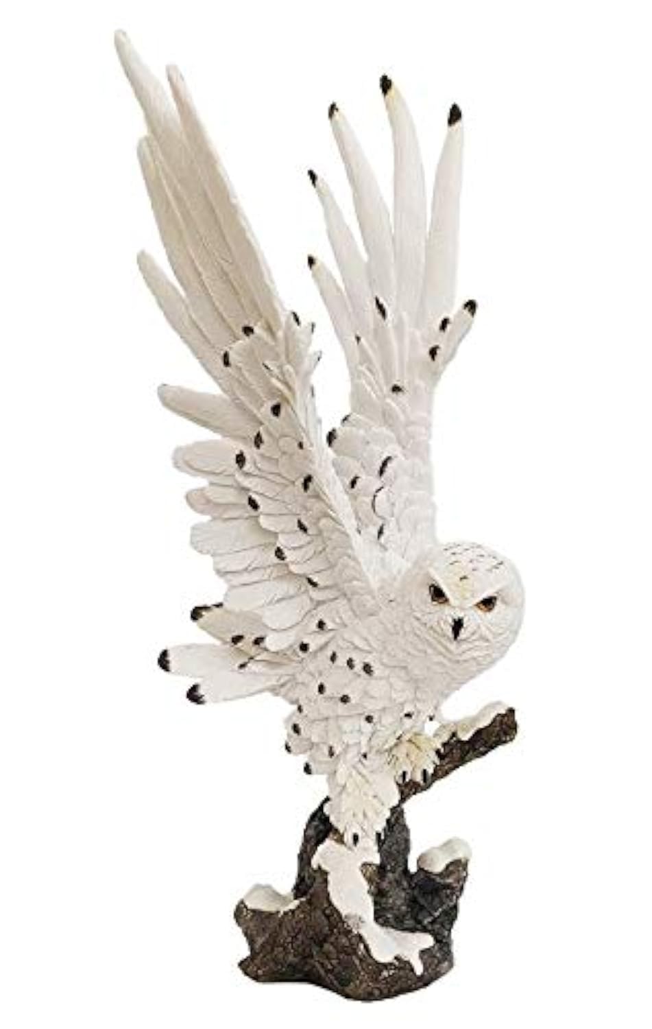 ICE ARMOR Detailed Craftmanship Snowy Owl Statue Figurine, Owl Perching on Branch Figurine for Shelf Table Counters, Fall Decor for Home, Animal Decorations Christmas Ornaments for Living Room