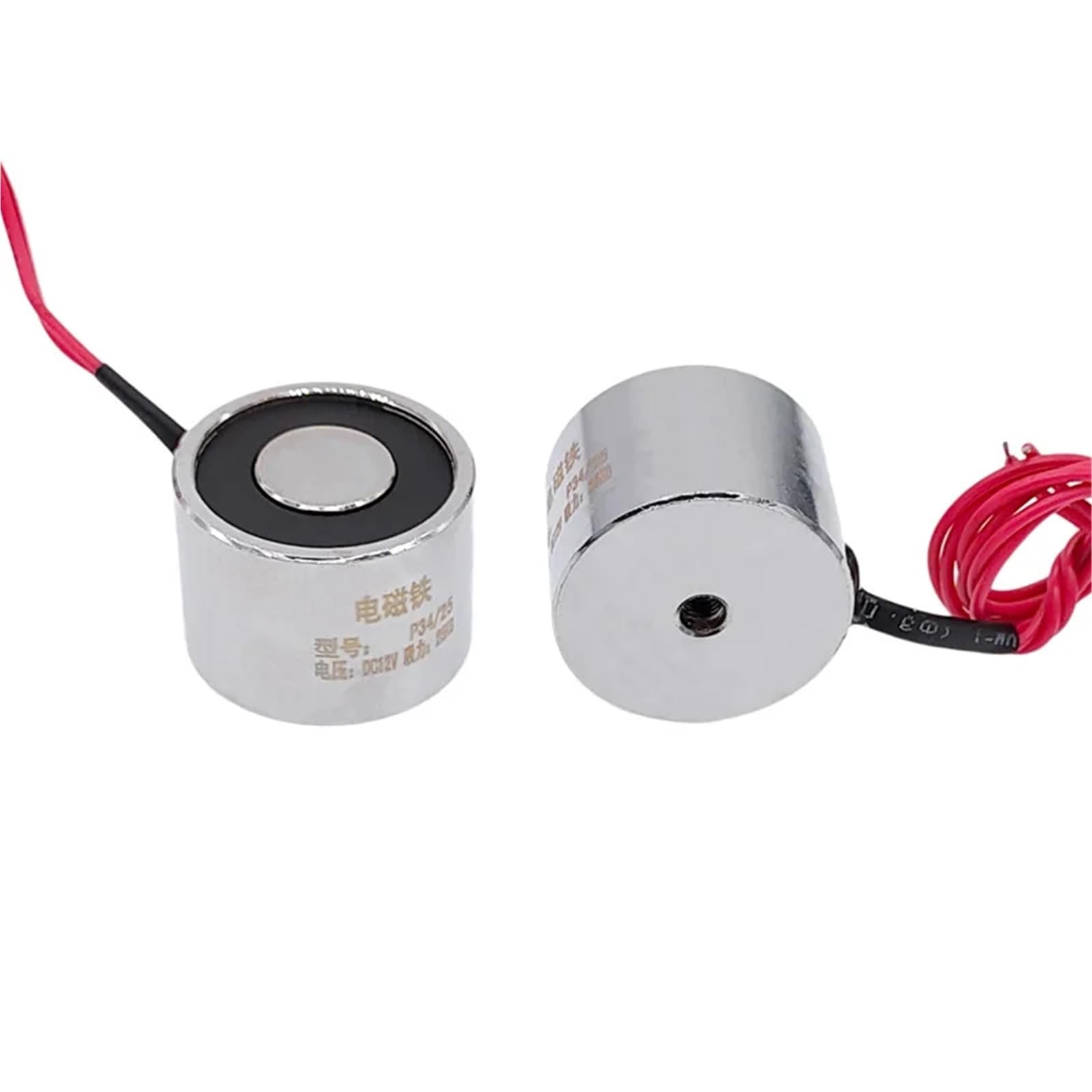 Elettromagnete solenoide 34 x 25 mm P34/25, magnete elettrico 5 V, 6 V, 12 V, 24 V CC, sollevamento 25 kg, 250 N, ventosa, 1 pezzo(12V)