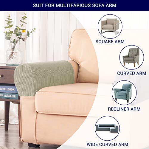 Subrtex Stretch Armrest Covers Spandex Arm Covers For Chairs Couch Sofa Armchair Slipcovers For Recliner Sofa With Twist Pins 2Pcs (Sand) #TOP5