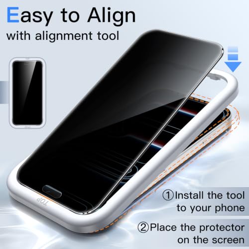 Image of JETech Privacy Screen Protector for iPhone New Pro Max, 2+2 Pack