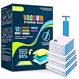 BNBS 12 Pack Vacuum Storage Bags, Premium Space Saver Sealer Compression Bags for Comforters and Bla