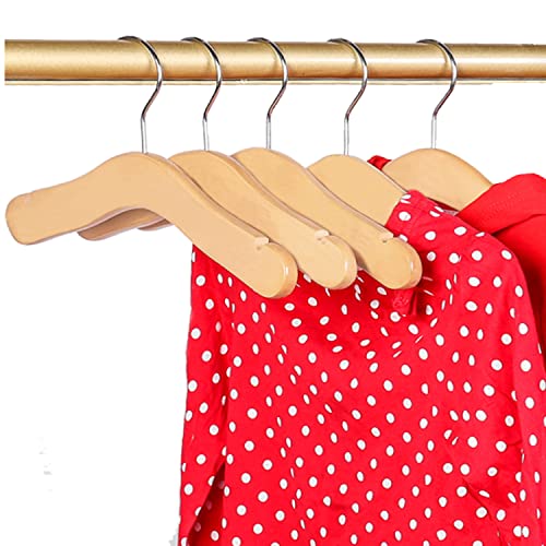 10pcs Children's Wooden Hangers - Natural Wooden Kids Coat Hangers (9.4 inches) for Baby Clothes Closet