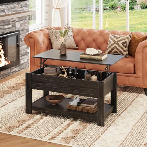 Wlive Coffee Table, 39 Inch Lift Top Coffee Table With Hidden Compartment And Storage Shelf For Living Room, Espresso thumb #1