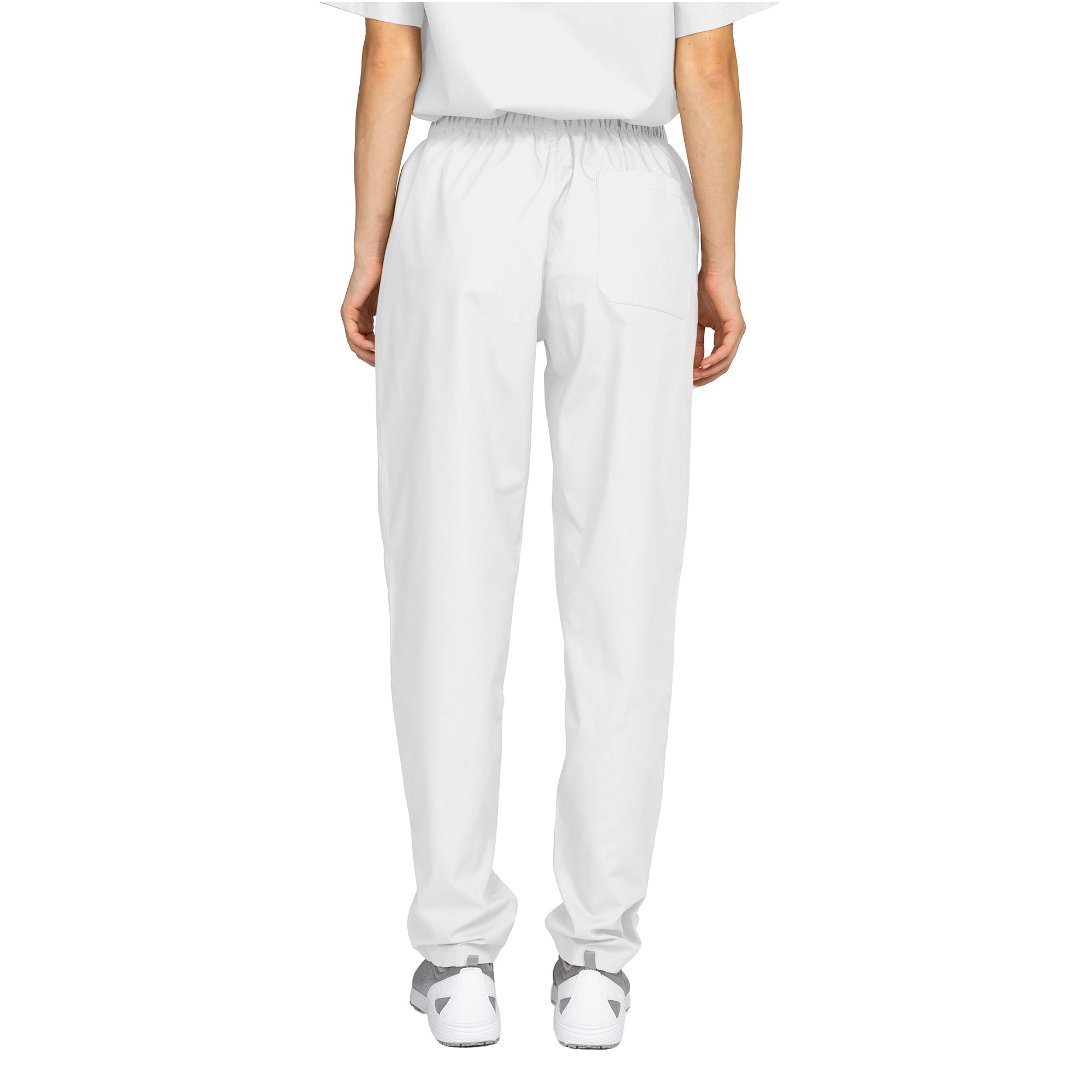 B-well Moren 100% Cotone Pantaloni Sanitari Donna Uomo Pantaloni da Lavoro Donna e Uomo Pantaloni Bianchi da Lavoro