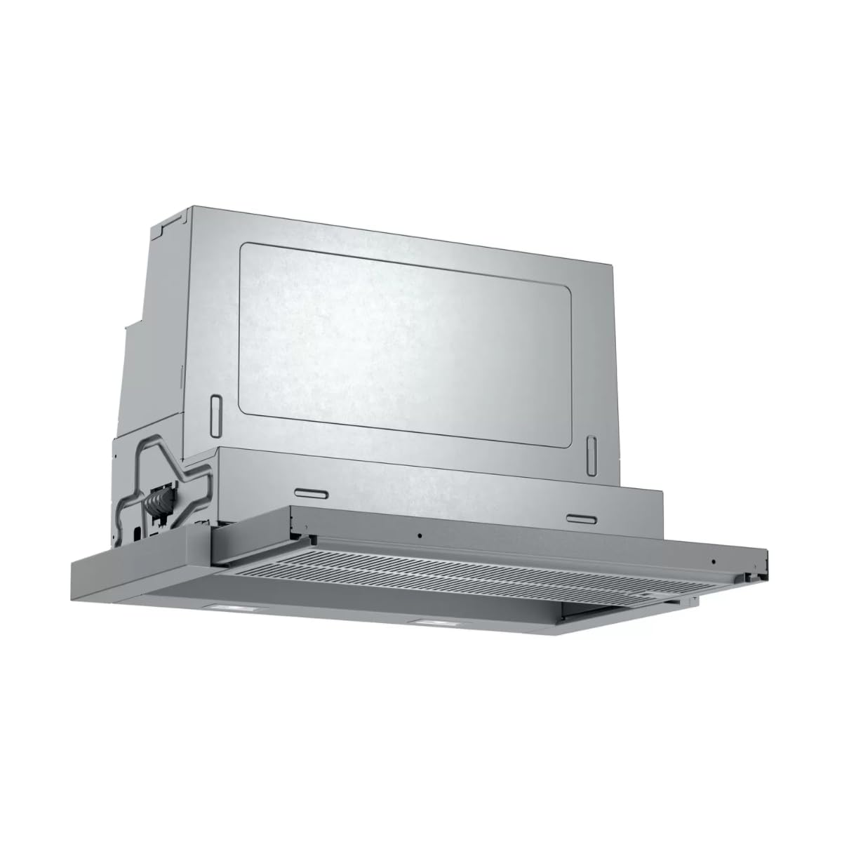 Bosch DFR067A52 - Copertura per schermo piatto serie 4, 60 cm di larghezza, aria di trascinamento e di scarico, prodotto in Germania, EcoSilence Drive, motore silenzioso ed efficiente, illuminazione a