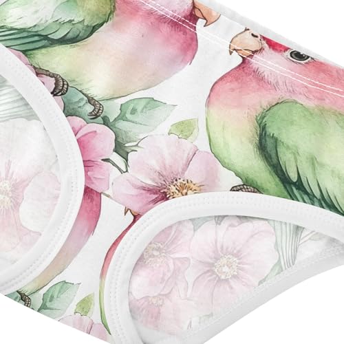 Cute Green Pink Lovebirds Flowers Girl Panties Cute Toddler Girls Underwear Cotton Stylish Briefs Kids Undies 2t4