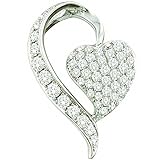 Dazzlingrock Collection 0.75 Carat (ctw) 14K White Diamond Women Fashion Heart Pendant, White Gold