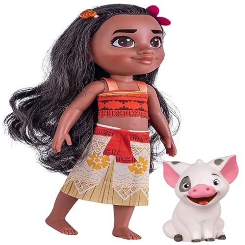 Brinquedo Boneca Princesa Moana 45cm e Porquinho Pua 8cm Disney em Plástico Vinil +3 Anos Cotiplas - 2600