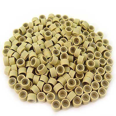 500 PCS 4.5mm Small Silicone Lined Micro Rings Links Beads Linkies For I Bonded Tip Stick Glue Hair Extensions - Color Blonde by mega made inc