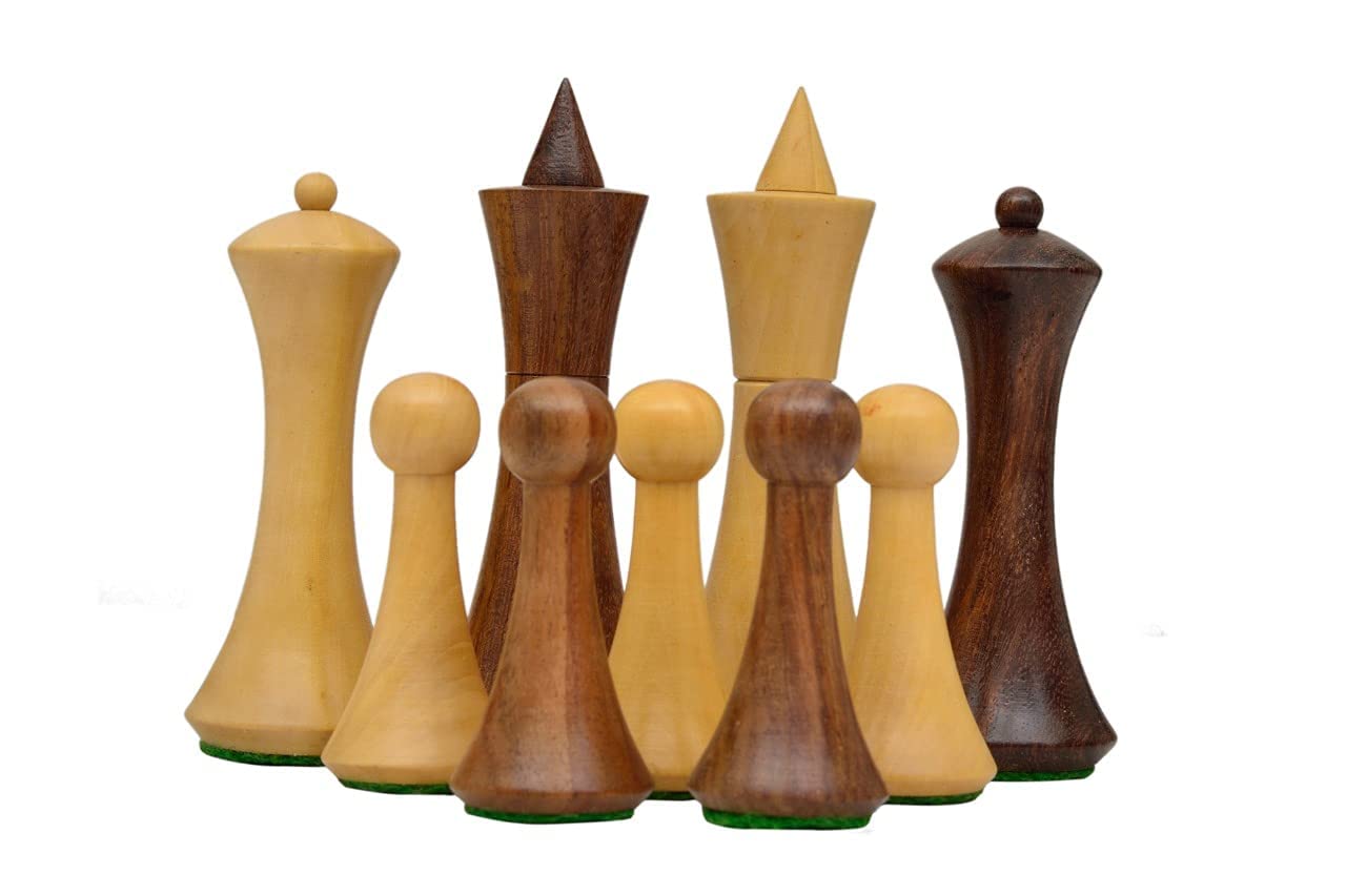 RR Herman Ohme Minimalist - Scacchi in legno di palissandro dorato e bosso, 9,5 cm, king size, 0,9 kg