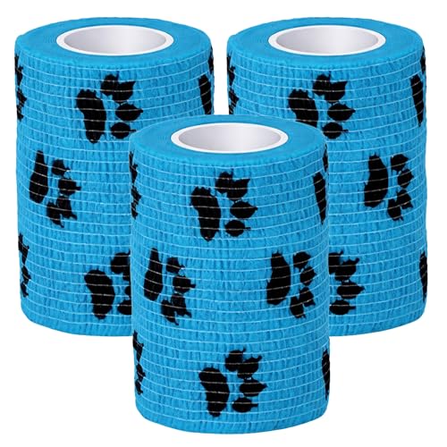 Image of Foodie Puppies 4-Inch Self-Adhesive Kinesiology Pet Bandages - (3 Rolls, Large, 1.8M Each) | Waterproof, Elastic, Breathable Wrap for Dogs, Cats, and Humans | Wound Care, First Aid, Injury Recovery