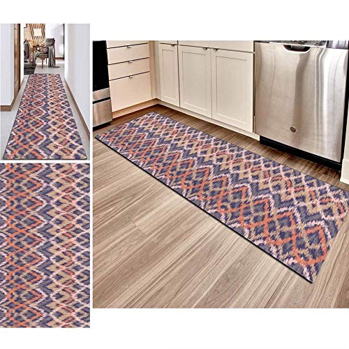 Hciszl Teppich Läufer Flur Küche 110x500cm Nach Maß rutschfest Waschbar Bunt Marokkanischer Böhmischer Schlafzimmer Bettumrandung Teppich, Breite 40cm/50cm/60cm/70cm/80cm /90cm/100cm Erhältlich Cover