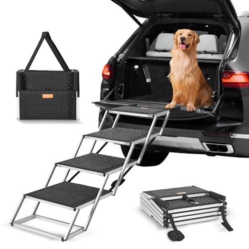 VEVOR Haustierrampe für Fahrzeuge, 4-stufige breite Klapptreppe...