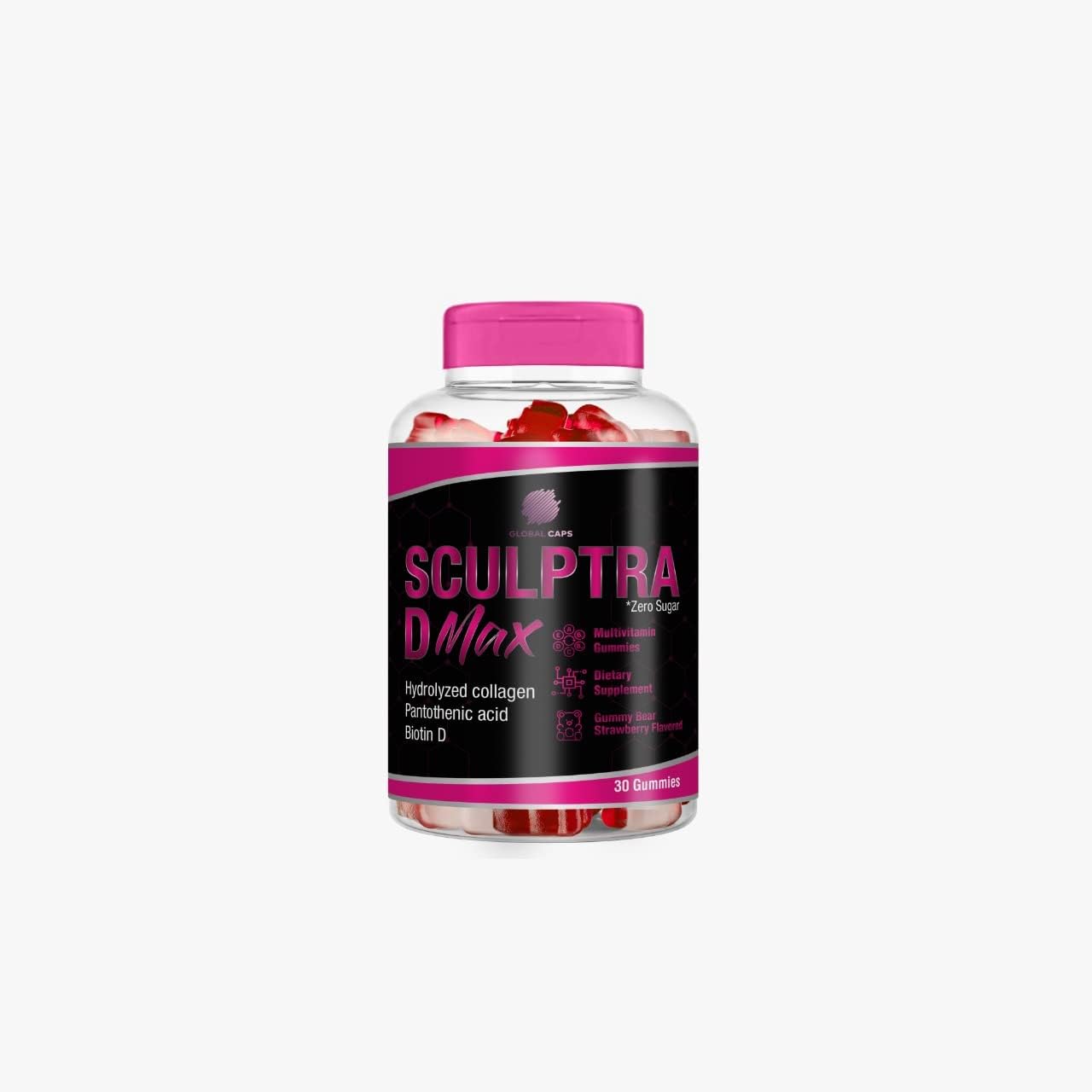 Biotin Gummies for Hair Growth | Strength Nails Rejuvenated Skin Supplement Vitamin B-12, Vitamin, Collagen and Pantothenic Acid Vegan, Zero Lactose 30 Strawberry Flavor Gummies