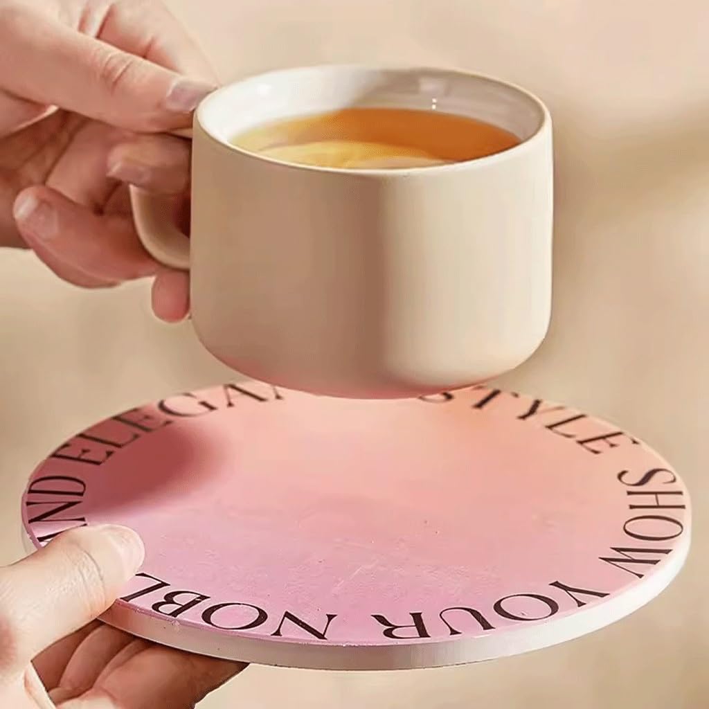 Tazza di Vetro, Tazza da tè, Tazza da caffè in Vetro, Set di Tazze da caffè e piattini, Tazza in Ceramica, Tazza da tè per Ragazze, Tazza da Coppia, Tazza da Ufficio (A)