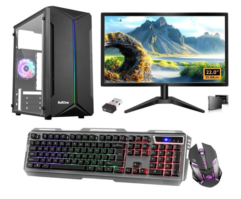 All-in-One Desktop Computer, 22inch Moniter, Core i3 3200, 12GB RAM, 128GB SSD, 500GB HDD, RGB Keyboard, Mouse, WiFi, Win 10, RGB Gaming Cabinet (12-128-500GB)-picture-19