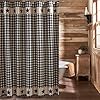 Vhc brands allegiance navy tan check shower curtain 72×72  urban country home decor