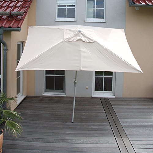 Mendler Sonnenschirm N23AM, Gartenschirm, 2x3m rechteckig neigbar, Polyester/Alu 4,5kg - creme