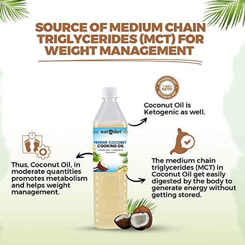 Image of nutndiet Premium Edible Coconut Cooking Oil 1 Litre Pouch | Pure, Natural & Chemical-Free | Specialized for Cooking | Rich in Nutrients & Antioxidants