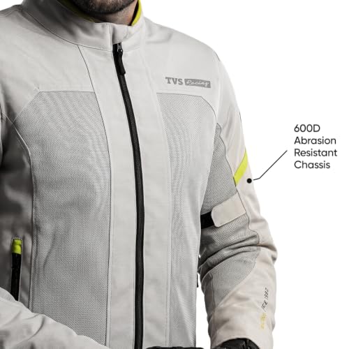 Image of TVS Racing Tech-Core Road Jacket for Men | CE2 armour <5kN at Shoulders Elbows and Back | 600D Chassis | 310gsm Vent Mesh | High-Vis Reflective Tech| YKK zippers