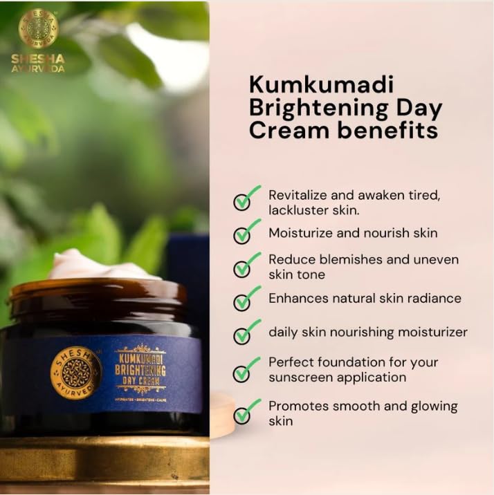 Image of SHESHA AYURVEDA Combo of Red Sandalwood Skin Brightening & Night Repair Cream & Kumkumadi Brightening Day Cream | Hydrating Anti-Aging for Radiant Skin | 50g Each