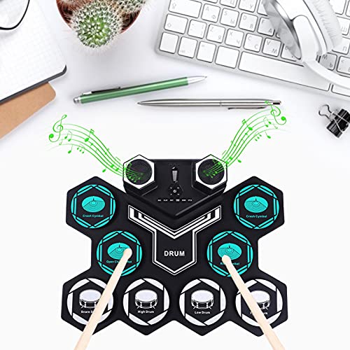 LOPADE Elektronische Drum Kit, draagbare 9-in-1 Desktop Game Hand Roll-Up Drum Kit met 9 Siliconen Drum Kussens… - Image 4