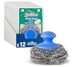 Spontex Handy Tough Kitchen Scourers | Wire Wool Pan Scourers with Handle | 90% Recycled Rust-Free Stainless Steel | Cleans…