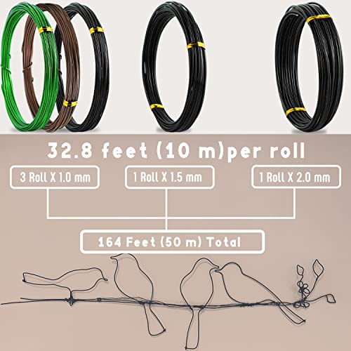 Kit de alambres para bonsái Sanlykate, 5 rollos 50 m, cortador miniatura 3