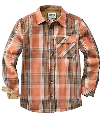 Mens Flannel Shirts Long Sleeve Flannel Shirt Casual Button Down Brushed Cotton Plaid Shirt for Men