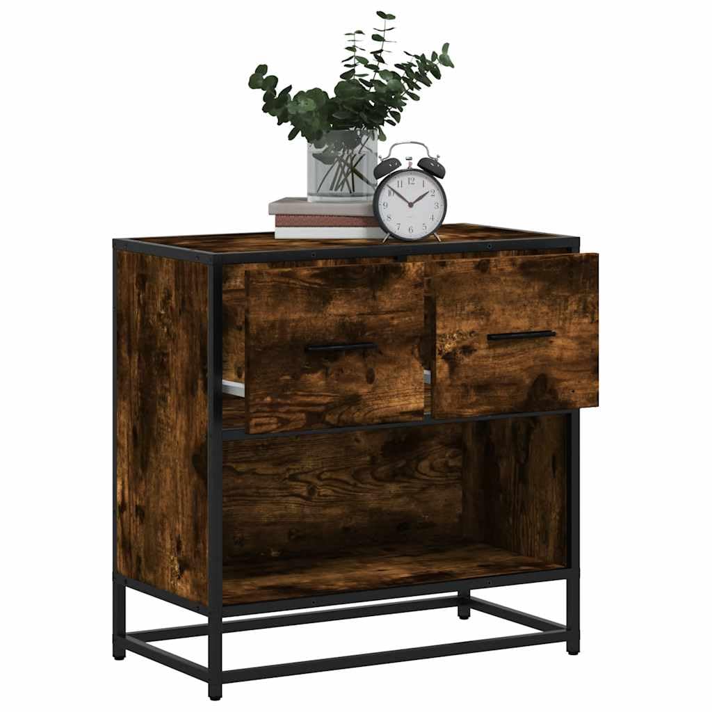 Nachttisch aus Holzwerkstoff mit Metallgestell, robuster Beistelltisch mit großer Ablagefläche und Stauraum für Wohnzimmer und Schlafzimmer