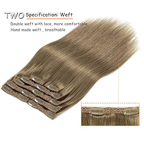 Caliee Hair Extenisons Clip In Extensions Human Hair Double Lace Weft Remy Hair Extensions Clip In Human Hair Thick Full Head Seamless Clip In Hair Extensions 140G 22Inch #TOP3