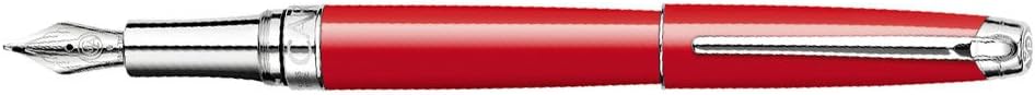 Caran d'Ache Leman Silver Plated Medium Fountain Pen - Red