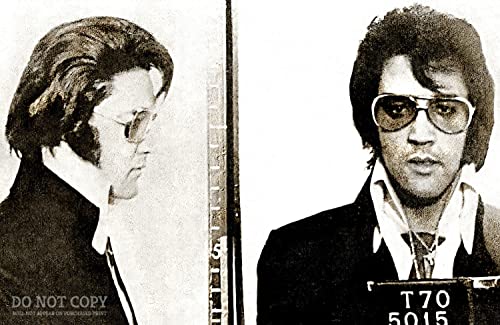 Mugshot Elvis Presley de 1970 : photo imprimée d'art vintage rare en format 28x43 cm pour collection