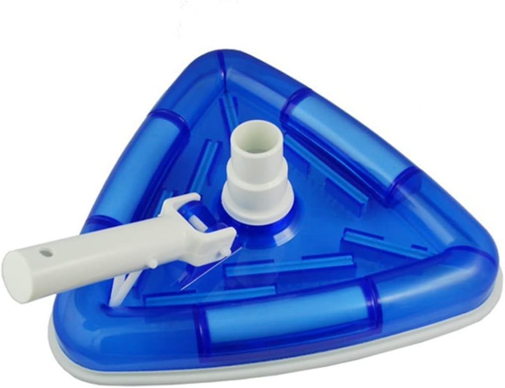 Pool Cleaning Brush Vacuum Suction Head Transparent Triangular Shape with Rotatable Hose Interface for Removes Debris