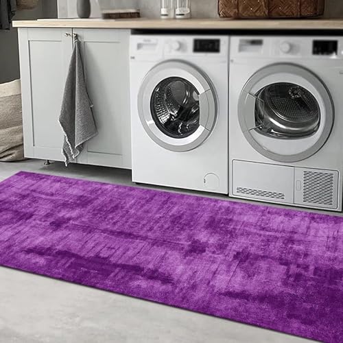 Tapis de couloir violet 40x450 cm abstrait lavable et antidérapant pour entrée - 5